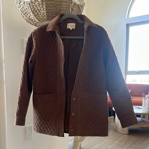 Sezane Brown Lightweight Shirt Jacket with Quilted Design